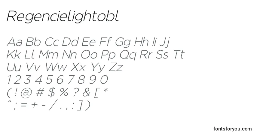 Fuente Regencielightobl - alfabeto, números, caracteres especiales