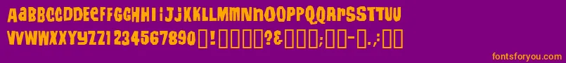 Irwinallen-Schriftart – Orangefarbene Schriften auf violettem Hintergrund
