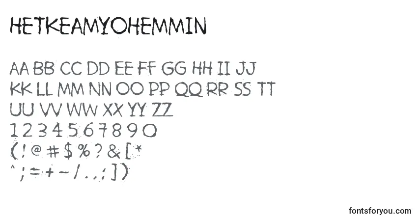 Czcionka HetkeaMyohemmin – alfabet, cyfry, specjalne znaki