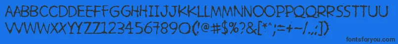 HetkeaMyohemmin-Schriftart – Schwarze Schriften auf blauem Hintergrund
