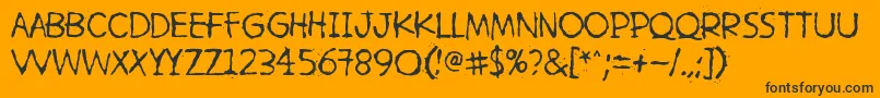 HetkeaMyohemmin-Schriftart – Schwarze Schriften auf orangefarbenem Hintergrund