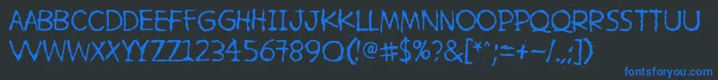 HetkeaMyohemmin-Schriftart – Blaue Schriften auf schwarzem Hintergrund