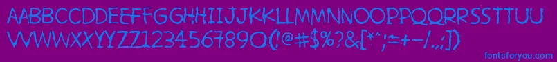 HetkeaMyohemmin-fontti – siniset fontit violetilla taustalla