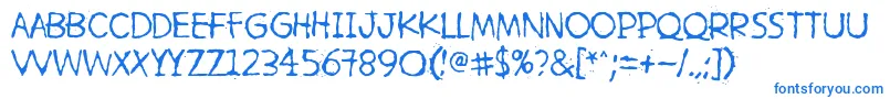 HetkeaMyohemmin-Schriftart – Blaue Schriften auf weißem Hintergrund