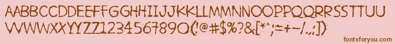 HetkeaMyohemmin-fontti – ruskeat fontit vaaleanpunaisella taustalla