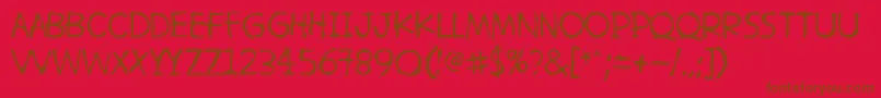 HetkeaMyohemmin-Schriftart – Braune Schriften auf rotem Hintergrund