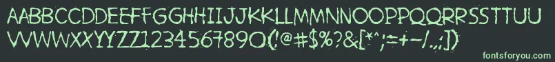 HetkeaMyohemmin-fontti – vihreät fontit mustalla taustalla