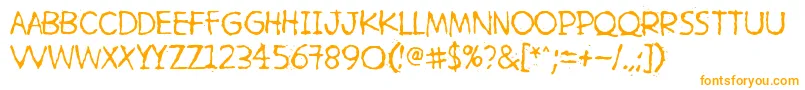 HetkeaMyohemmin-fontti – oranssit fontit valkoisella taustalla