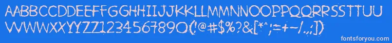 HetkeaMyohemmin-Schriftart – Rosa Schriften auf blauem Hintergrund
