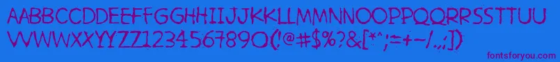 HetkeaMyohemmin-Schriftart – Violette Schriften auf blauem Hintergrund