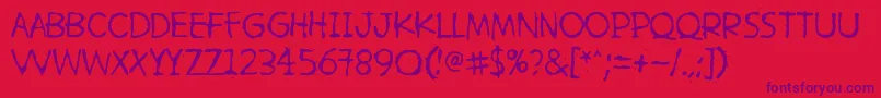 Czcionka HetkeaMyohemmin – fioletowe czcionki na czerwonym tle