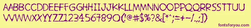 HetkeaMyohemmin-Schriftart – Violette Schriften auf gelbem Hintergrund