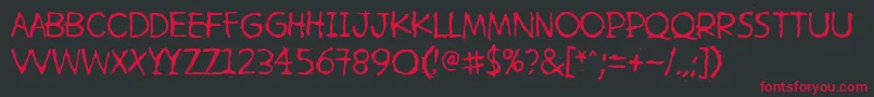 HetkeaMyohemmin-fontti – punaiset fontit mustalla taustalla