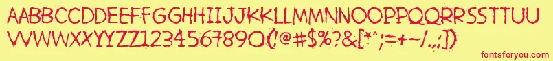 HetkeaMyohemmin Font – Red Fonts on Yellow Background