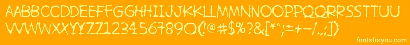 Fonte HetkeaMyohemmin – fontes amarelas em um fundo laranja