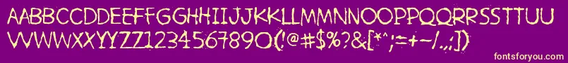 フォントHetkeaMyohemmin – 紫の背景に黄色のフォント