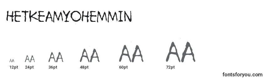 Размеры шрифта HetkeaMyohemmin