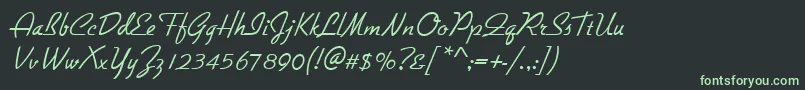 フォントGiulioRegular – 黒い背景に緑の文字