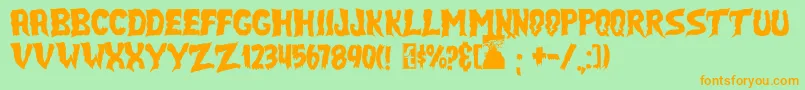 JmhSelectTerror Font – Orange Fonts on Green Background