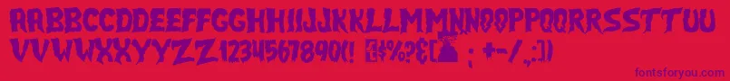 JmhSelectTerror Font – Purple Fonts on Red Background