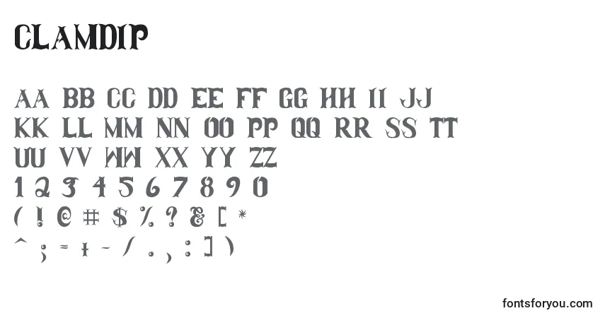 ClamDip Font – alphabet, numbers, special characters