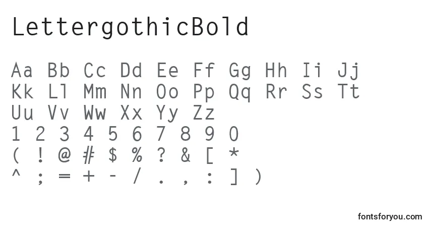 Шрифт LettergothicBold – алфавит, цифры, специальные символы