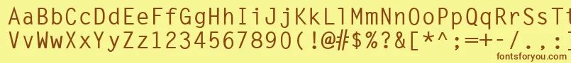 フォントLettergothicBold – 茶色の文字が黄色の背景にあります。