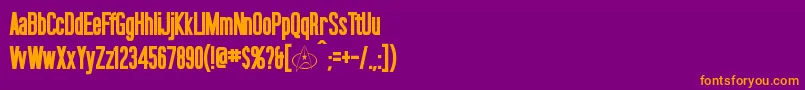 フォントOkudaBold – 紫色の背景にオレンジのフォント