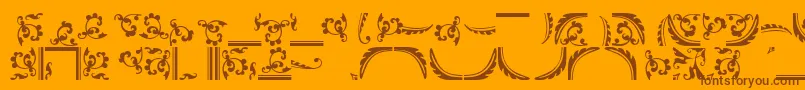 Ornamentstwossk-Schriftart – Braune Schriften auf orangefarbenem Hintergrund