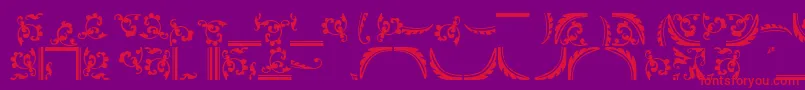 Ornamentstwossk-Schriftart – Rote Schriften auf violettem Hintergrund