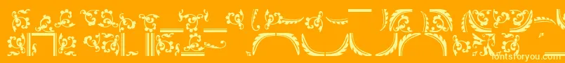 Ornamentstwossk-Schriftart – Gelbe Schriften auf orangefarbenem Hintergrund