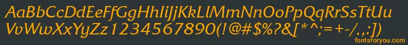 FrizquadratatttItalic Font – Orange Fonts on Black Background