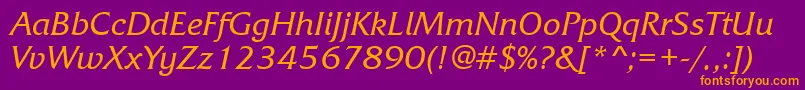 FrizquadratatttItalic Font – Orange Fonts on Purple Background