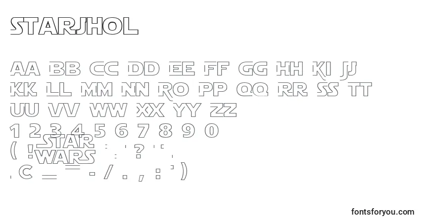 A fonte Starjhol – alfabeto, números, caracteres especiais