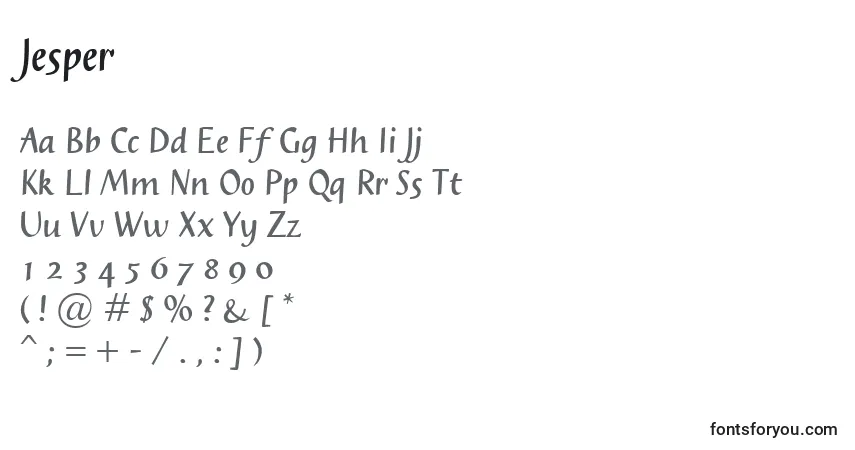 A fonte Jesper – alfabeto, números, caracteres especiais