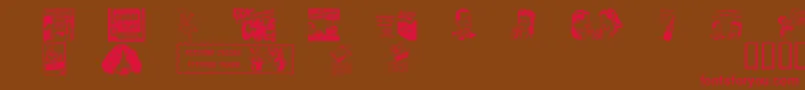 フォントOltimead2 – 赤い文字が茶色の背景にあります。