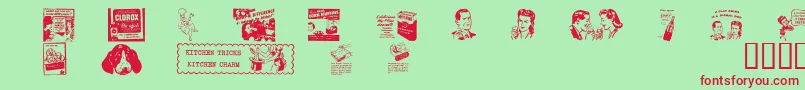 Oltimead2-Schriftart – Rote Schriften auf grünem Hintergrund