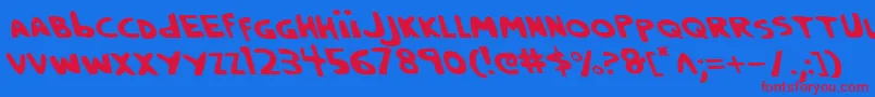 CrappityCrapCrapLeftalic Font – Red Fonts on Blue Background