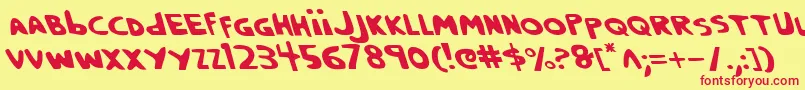 CrappityCrapCrapLeftalic Font – Red Fonts on Yellow Background