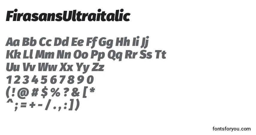 A fonte FirasansUltraitalic – alfabeto, números, caracteres especiais