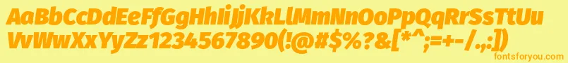 Fonte FirasansUltraitalic – fontes laranjas em um fundo amarelo