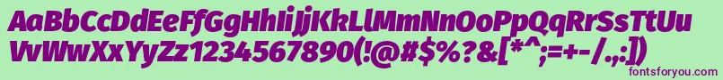 Fonte FirasansUltraitalic – fontes roxas em um fundo verde