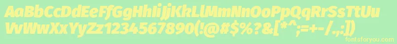 フォントFirasansUltraitalic – 黄色の文字が緑の背景にあります