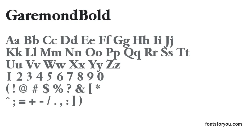 Schriftart GaremondBold – Alphabet, Zahlen, spezielle Symbole