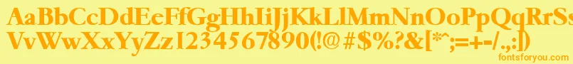 フォントGaremondBold – オレンジの文字が黄色の背景にあります。