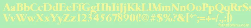 フォントGaremondBold – 黄色の文字が緑の背景にあります