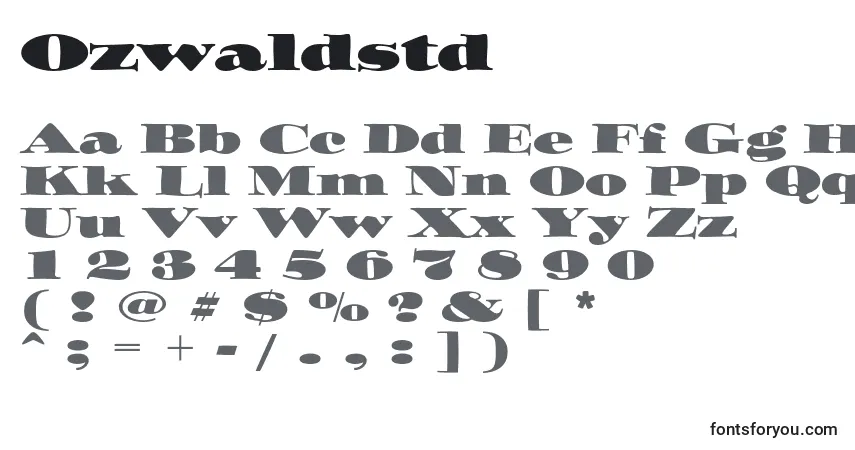 Czcionka Ozwaldstd – alfabet, cyfry, specjalne znaki