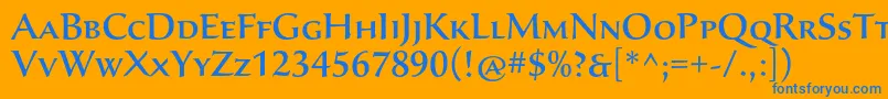 Weitere Informationen zur SavaproMedium-Schriftart SavaproMedium-Schriftart – Blaue Schriften auf orangefarbenem Hintergrund
