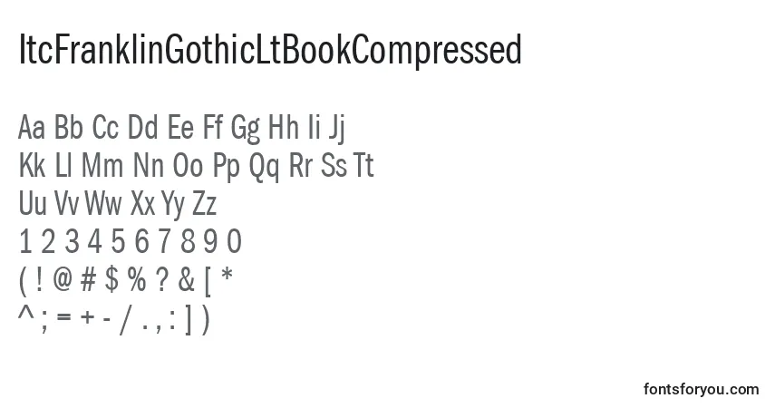 A fonte ItcFranklinGothicLtBookCompressed – alfabeto, números, caracteres especiais