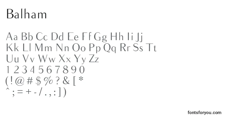 Schriftart Balham – Alphabet, Zahlen, spezielle Symbole